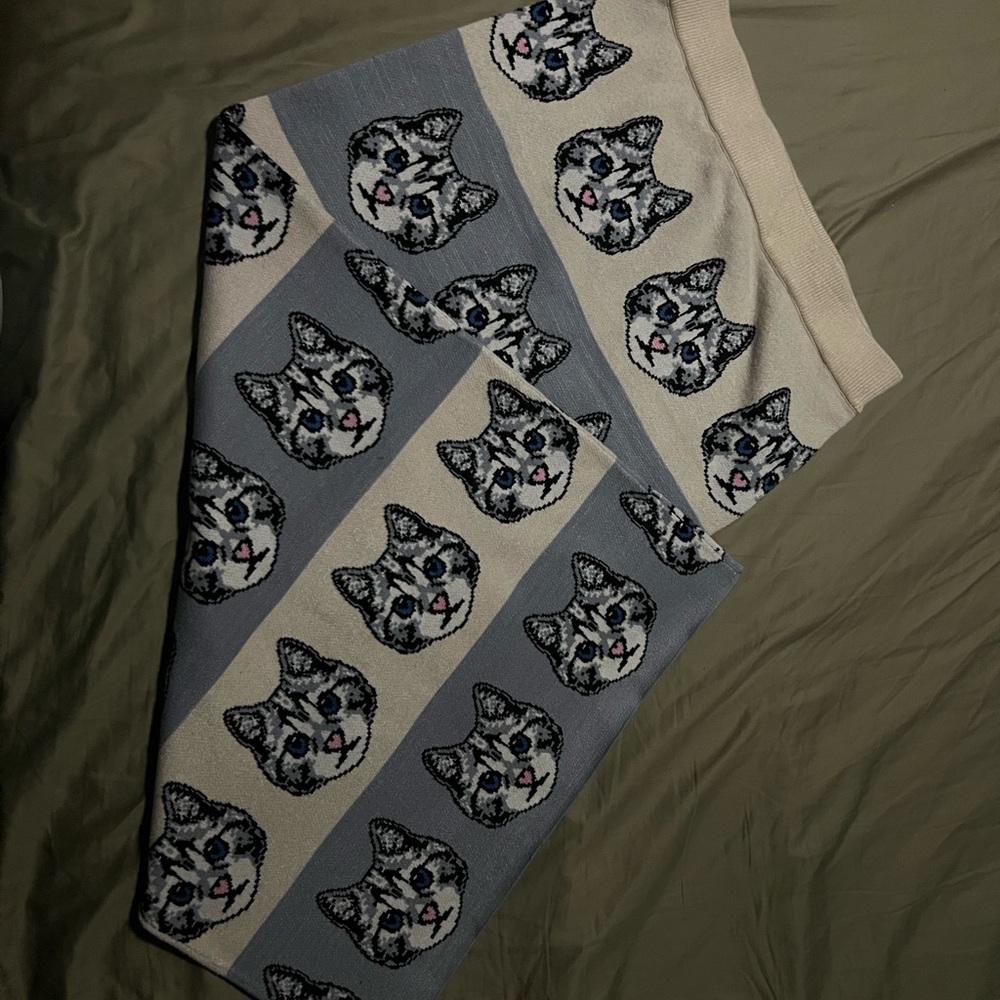 Cat Patterned Knit Skirt